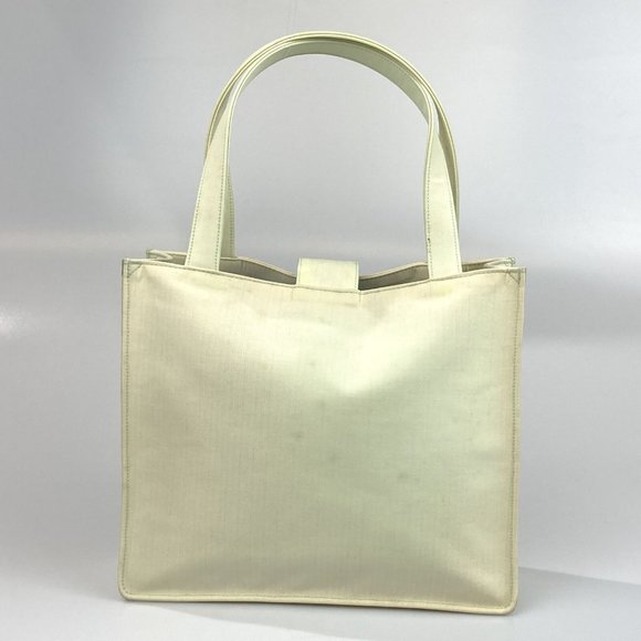 Light green Chanrel tote bag purse handbag authentic tight weave fabric - Picture 4 of 14